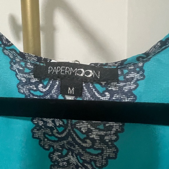 Teal and Gold Paisley Tunic Top - Picture 3 of 3